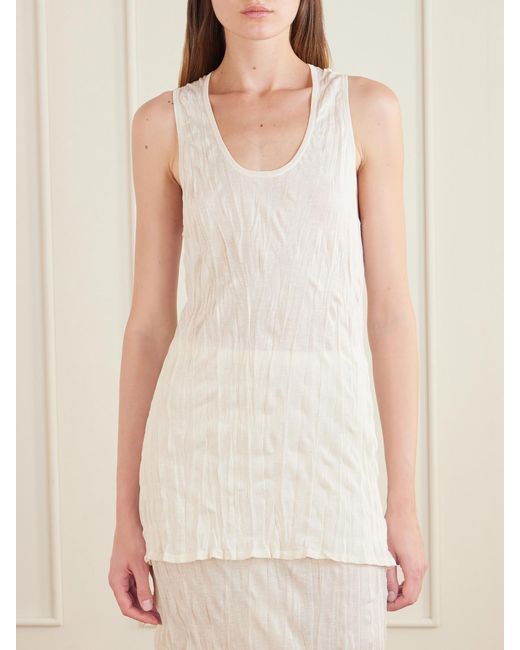 Totême  White Crinkled Viscose Knit Tank