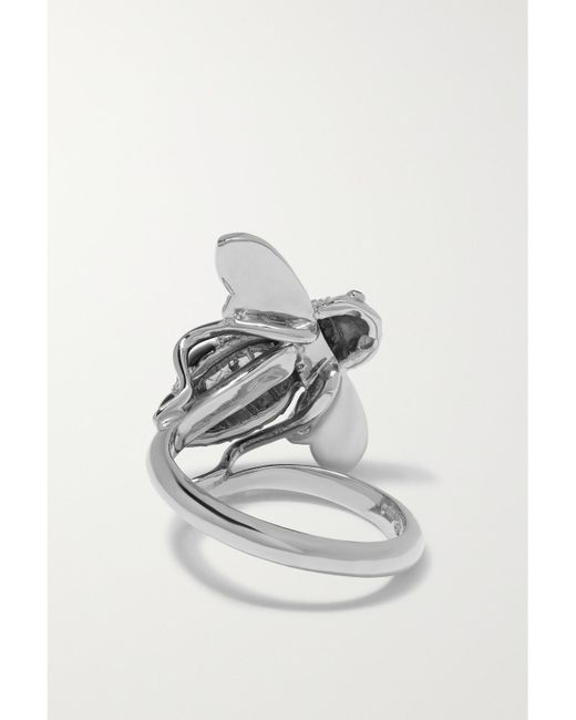 Sabbadini White Baby Bee 18-Karat, Lacquer And Diamond Ring