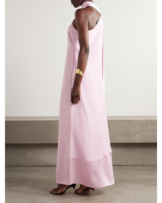 ‎Taller Marmo Pink Olympia Asymmetrische Robe Aus Crêpe Mit Satinbesatz