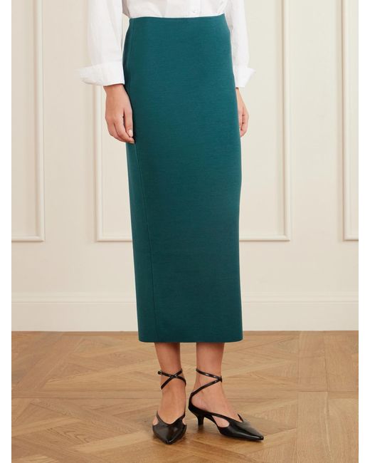 High Sport Green Cassidy Wool Midi Skirt