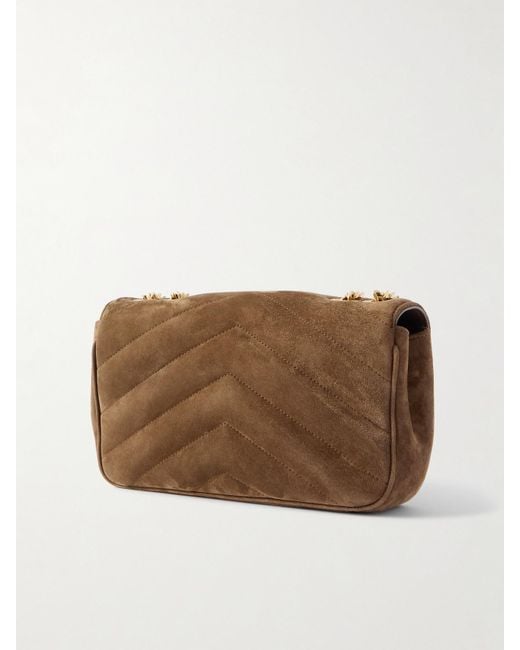 Saint Laurent Brown Loulou Matelassé Suede Shoulder Bag