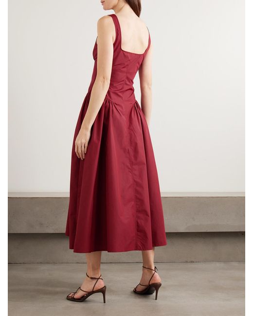 Proenza Schouler Women's Red Kendall Pleated Paneled Shell Midi Dress