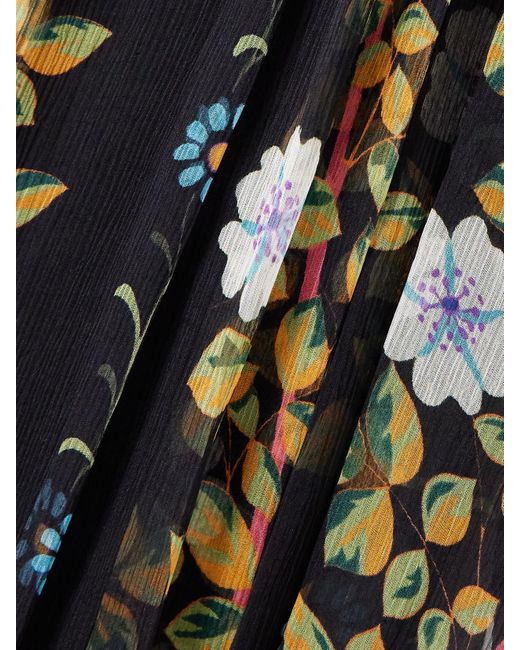 Etro Black Tie-Neck Floral-Print Silk-Crepon Mini Dress