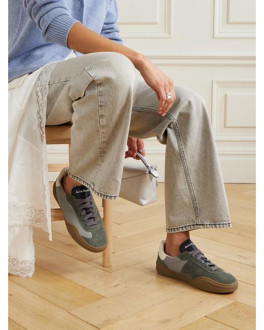Acne Gray Sneakers Aus Veloursleder Und Leder