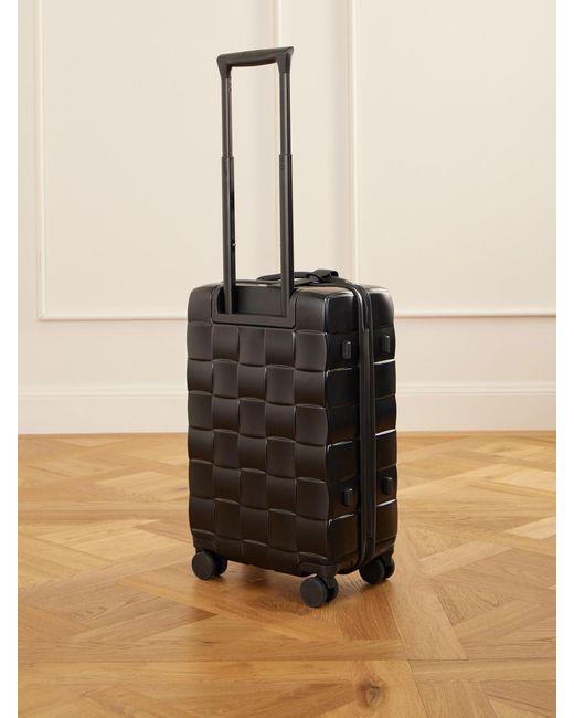 Bottega Veneta Black Odyssey Leather-Trimmed Intrecciato Polycarbonate Carry-On Suitcase