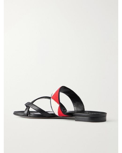 Manolo Blahnik Black Susastra 10 Leather Woven Sandals