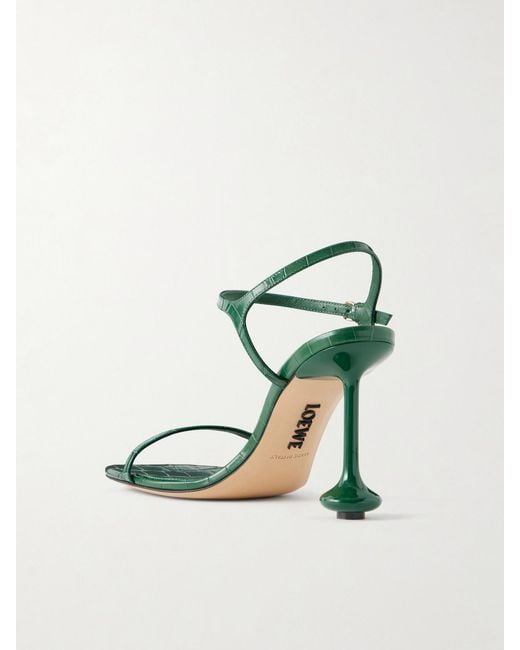 Loewe Green Toy 90 Croc-Effect Leather Sandals