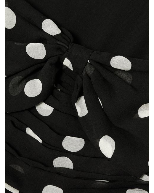 Doen White Maryanna Bow-Detailed Ruched Polka-Dot Silk-Georgette Midi Dress