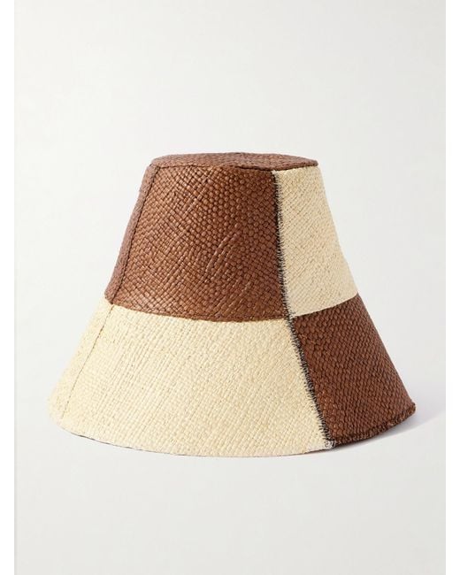 Johanna Ortiz Natural Artesano Heaven And Earth Checked Straw Bucket Hat