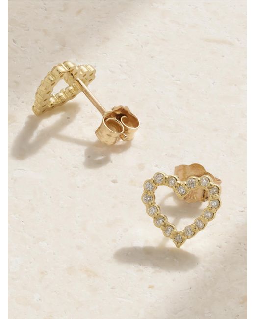 Jennifer Meyer Natural Open Heart 18-Karat Diamond Earrings