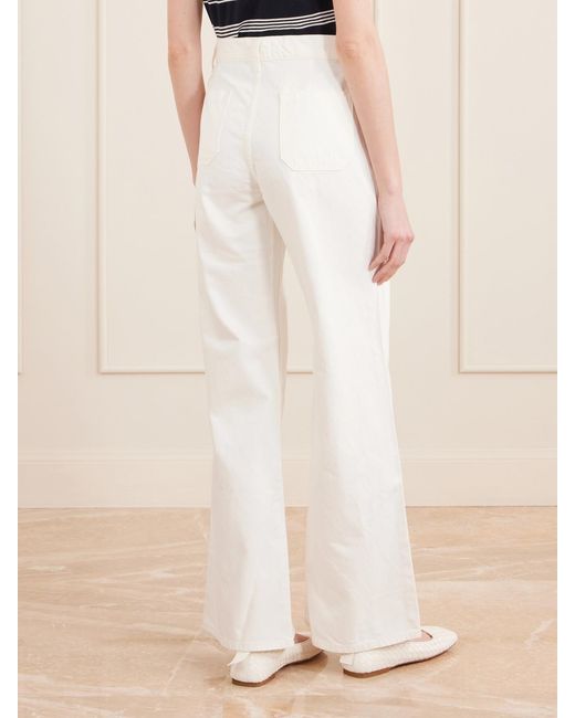 Nili Lotan White Florence High-Rise Distressed Flared Jeans