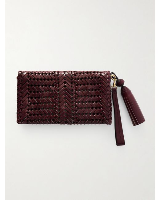 Anya Hindmarch Purple Neeson Clutch Aus Geflochtenem Leder Mit Troddel