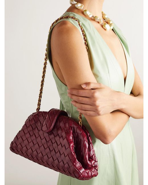 Bottega Veneta Red Lauren 1980 Teen Small Intrecciato Leather Clutch