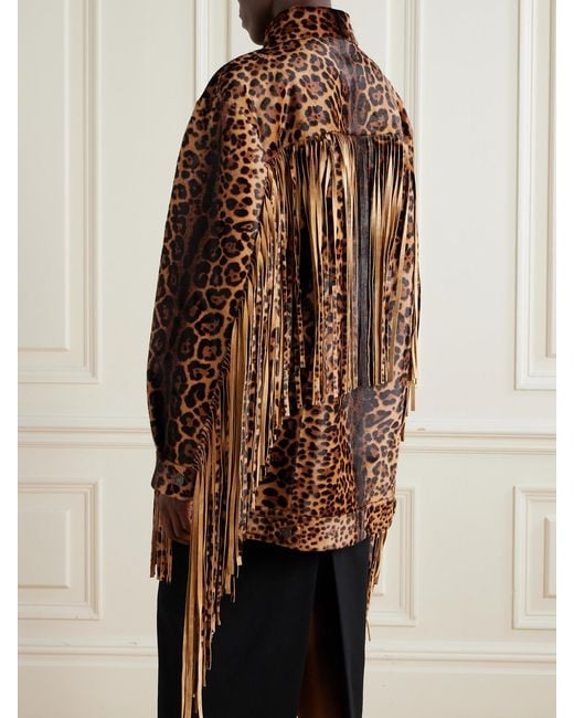 Dolce & Gabbana Brown Fringed Leopard-Print Calf Hair Jacket