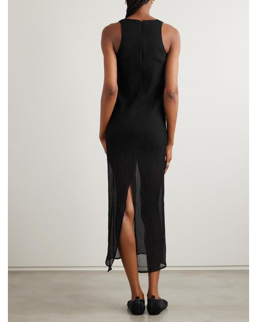 Totême  Black Midikleid Aus Krepon Aus Einer Baumwoll-Seidenmischung