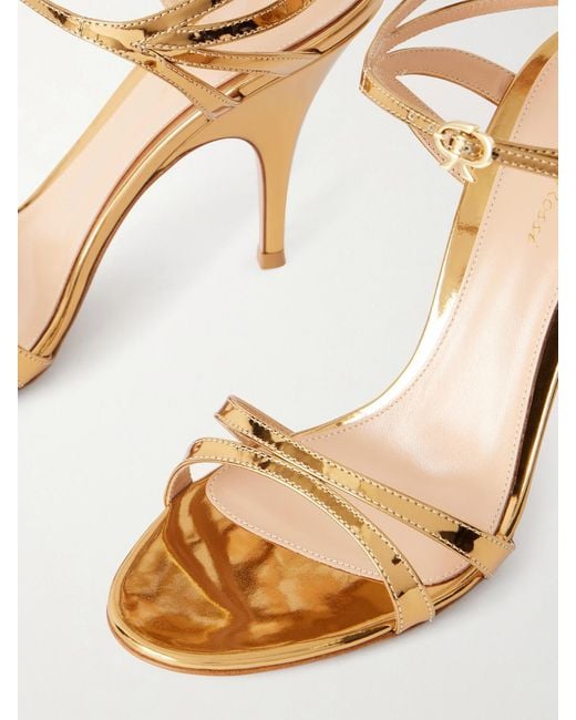 Gianvito Rossi Natural 95 Mirrored-Leather Sandals