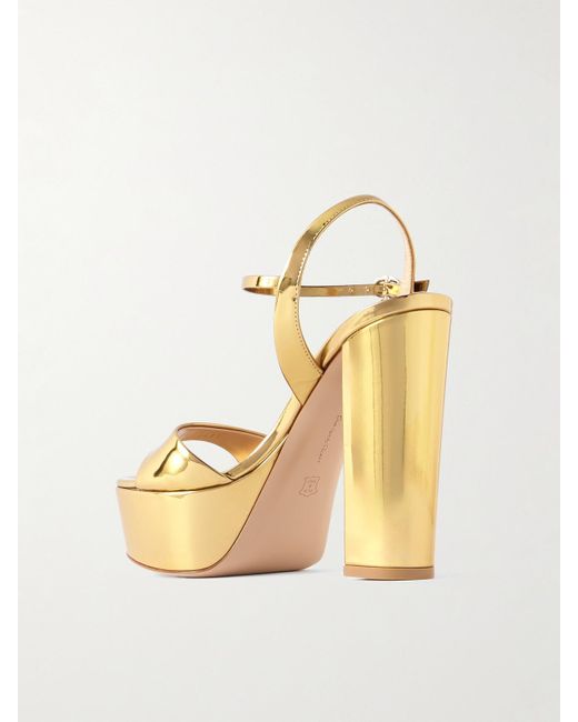 Gianvito Rossi Metallic Marlena 85 Mirrored-Leather Platform Sandals