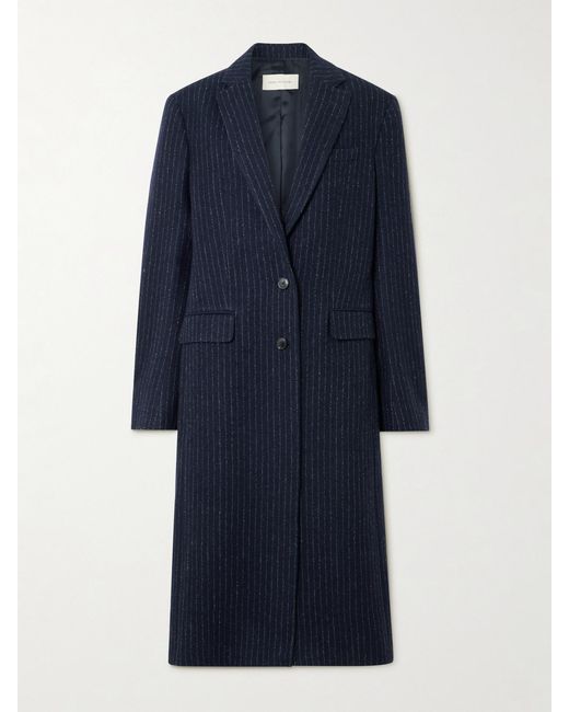Dries Van Noten Pinstriped Wool-Twill Coat in Blue | Lyst UK