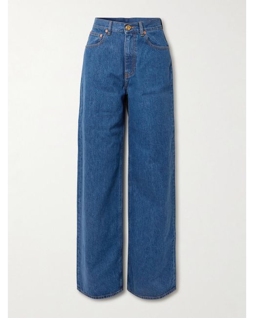 Blazé Milano Blue Nariida Java Hoch Sitzende Jeans Mit Weitem Bein Und Stickerei