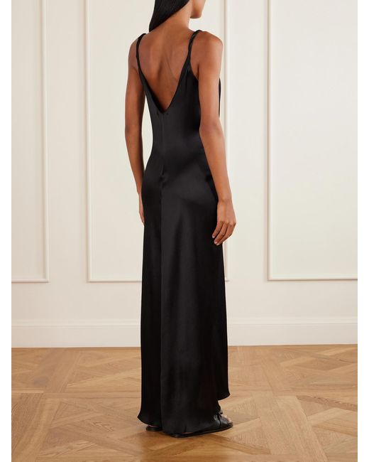 J.W. Anderson Black Tie-Detailed Crinkled-Silk Maxi Dress