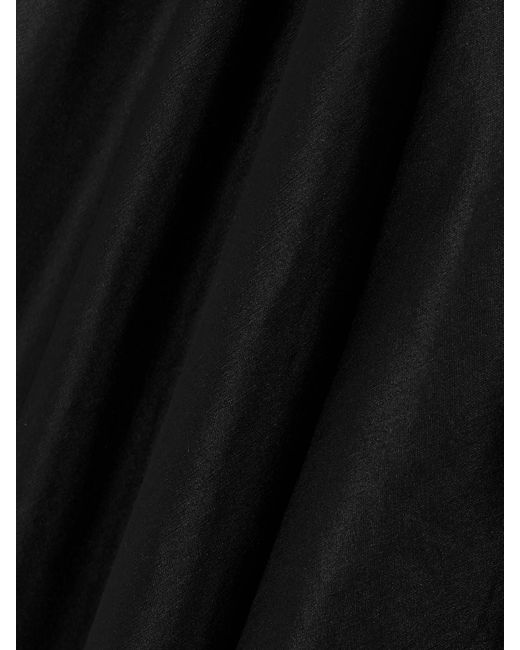 Rick Owens Black Asymmetric Layered Washed-Silk And Cotton-Jersey Maxi Dress