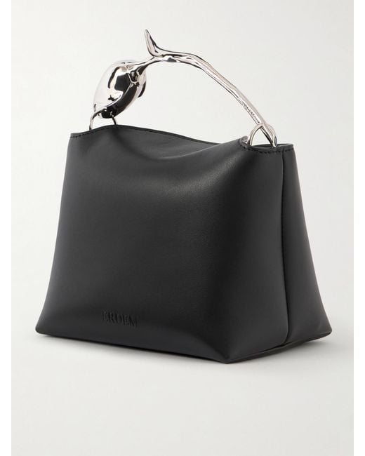 Erdem Black Bloom Mini Leather Clutch