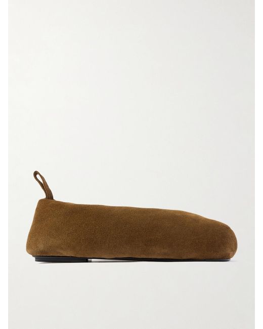 Carven Brown Garnier Flache Schuhe Aus Wattiertem Veloursleder