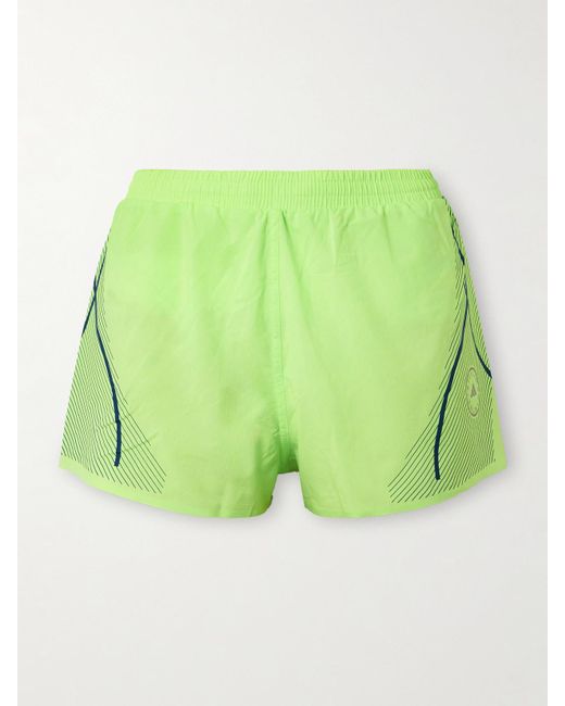 Adidas By Stella McCartney Green Truepace Printed Recycled-Ripstop Shorts