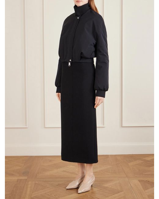 Khaite Black Cordan Cropped Shell Bomber Jacket