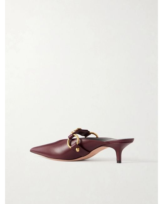 Balenciaga Brown City Embellished Leather Mules