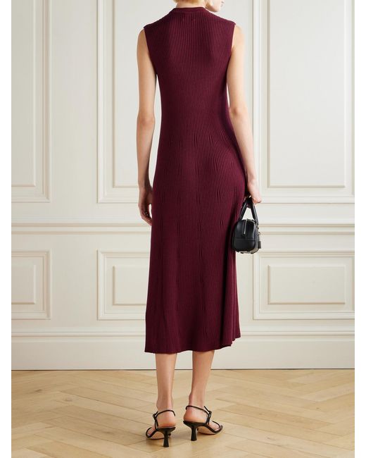 Sa Su Phi Purple Ribbed-Knit Cashmere And Silk-Blend Midi Dress