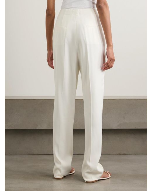 TOVE White Emery Pleated Crepe Straight-Leg Pants