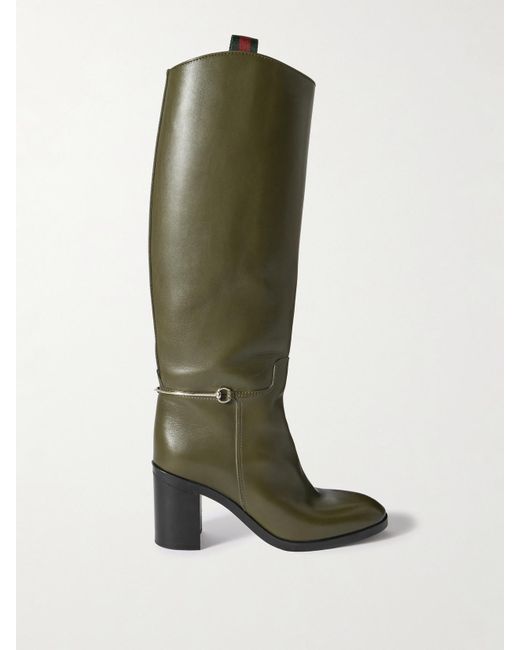 Gucci Green Damenstiefel Mit Schmalem Horsebit, Größe