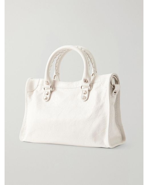 Balenciaga Natural Le City Small Embellished Textured-Leather Tote
