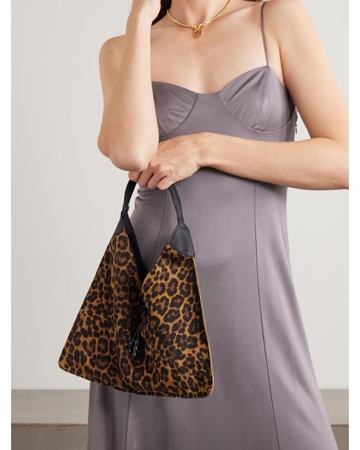 Hunting Season Brown Origami Medium Leopard-Print Suede Tote