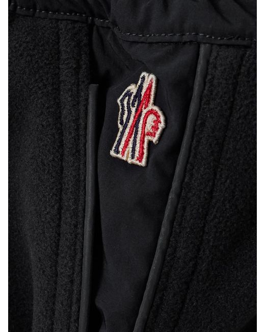 Moncler Black Shell-Paneled Fleece Tapered Sweatpants