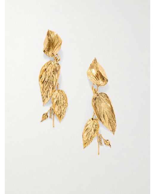 Saint Laurent Metallic Feuilles-Tone Earrings