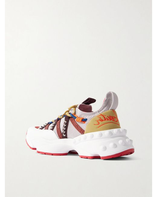 Christian Louboutin Natural Trailrun Sneakers Aus Mesh, Leder Und Neopren Mit Nieten