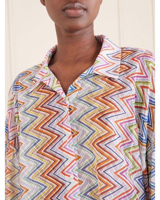 Missoni White Striped Mesh Knitted Shirt