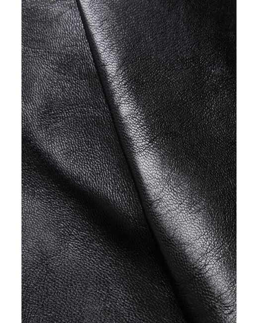Khaite Black Rafla Pleated Leather Mini Skirt