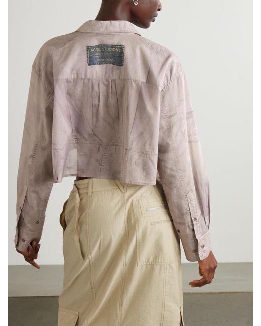 Acne White Verkürztes Hemd Aus Baumwolle Mit Print
