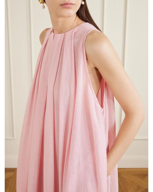 Marrakshi Life Pink Ruffled Cotton Poplin Maxi Dress