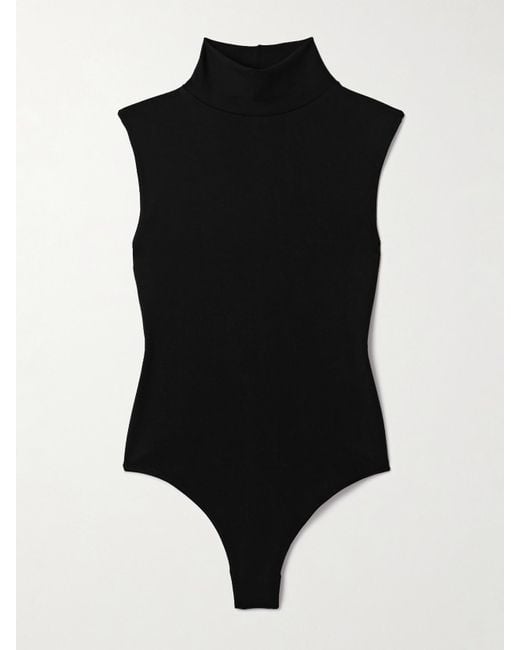 The Park Black Joyce Pyratex Power 3 Turtleneck Thong Bodysuit