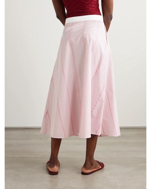 Gucci Pink Striped Cotton-Poplin Midi Skirt