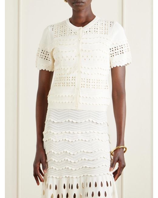 Ulla Johnson White Abriana Eyelet-Embellished Knitted Shirt