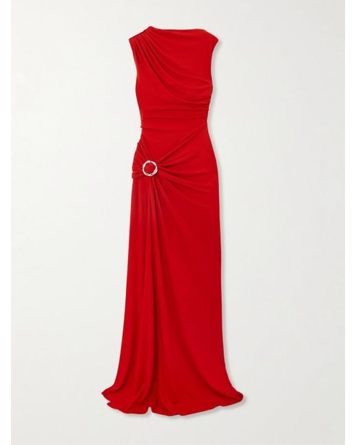 Jonathan Simkhai Red Blaine Robe Aus Jersey Mit Raffungen Und Verzierung