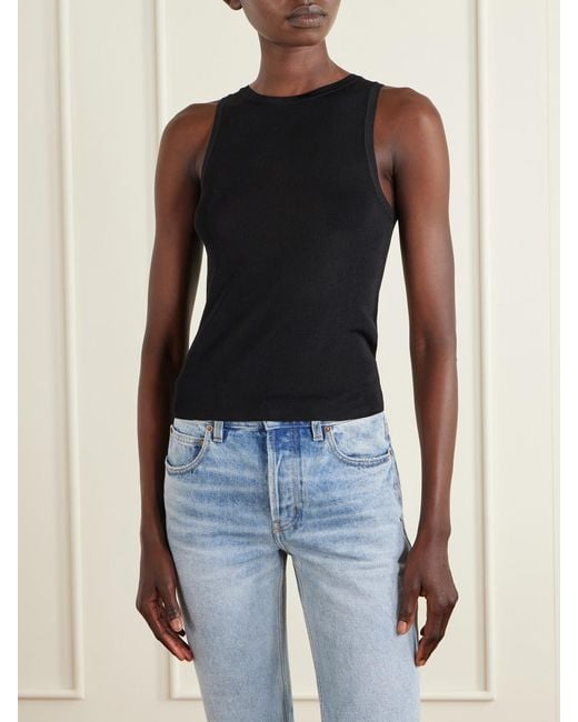 Saint Laurent Black Ribbed-Knit Tank