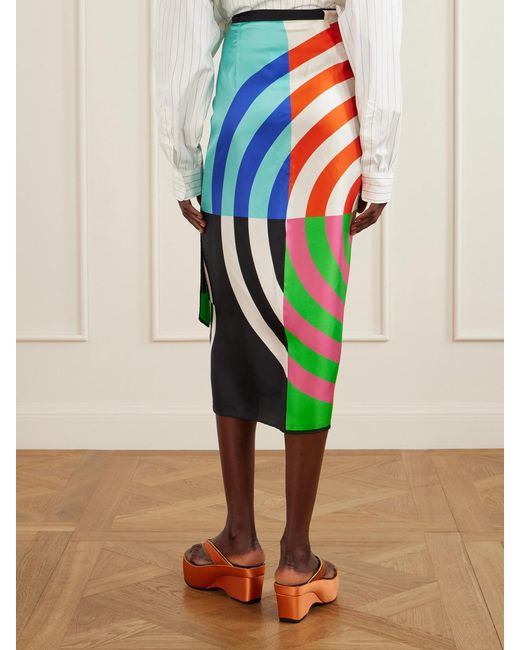 Dries Van Noten White Printed Silk Wrap Scarf-Skirt