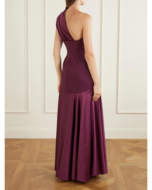 Solace London Purple Gabriela Pleated Satin Gown