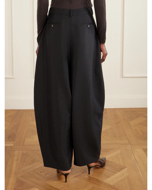 Magda Butrym Blue Pleated Wool And Mohair-Blend Barrel-Leg Pants